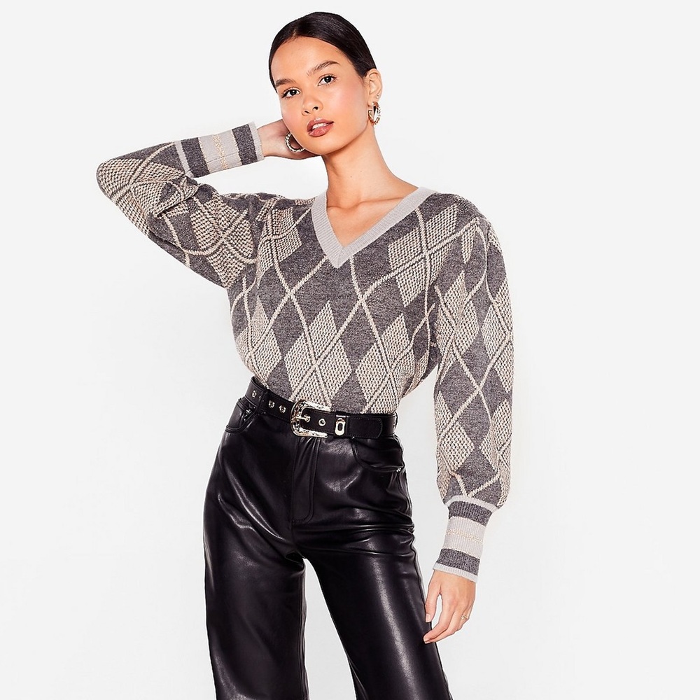 Nasty Gal argyle print sweater